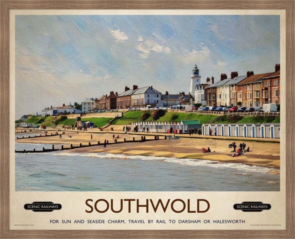 Vintage travel poster- Southwold, East Suffolk - Scenic Railways