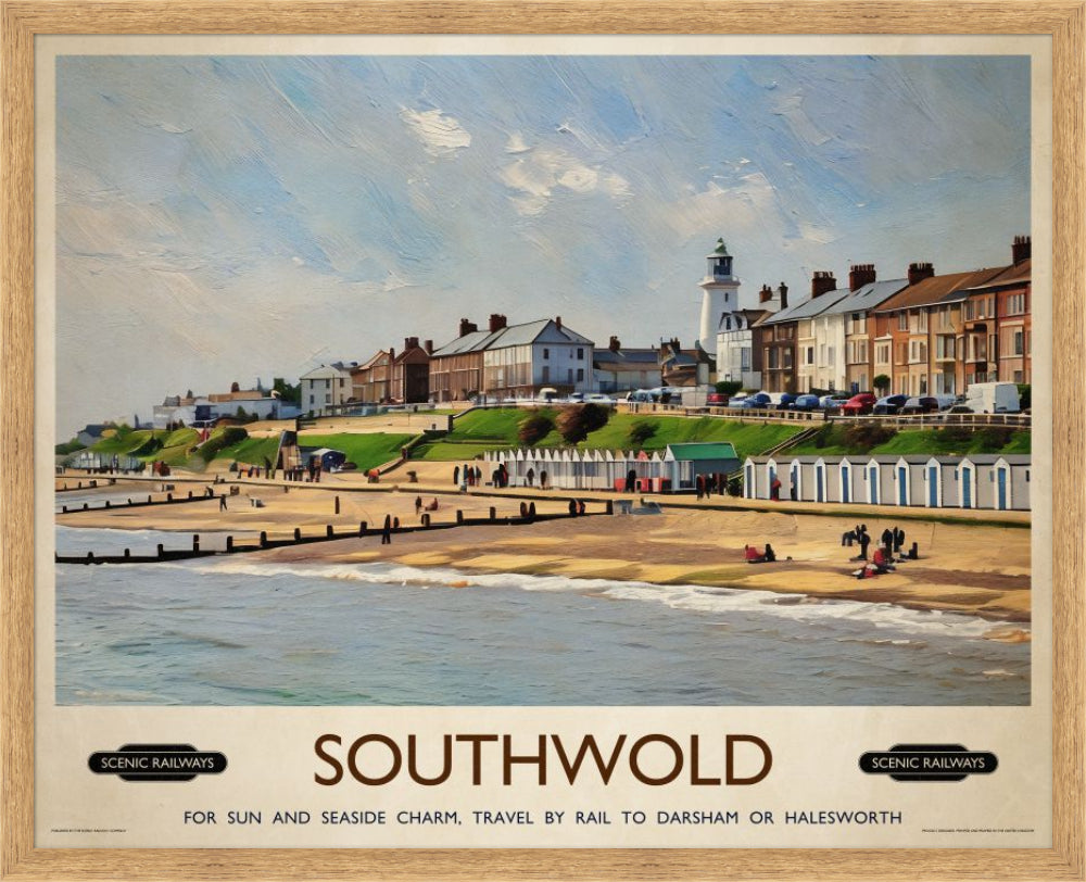Vintage travel poster- Southwold, East Suffolk - Scenic Railways