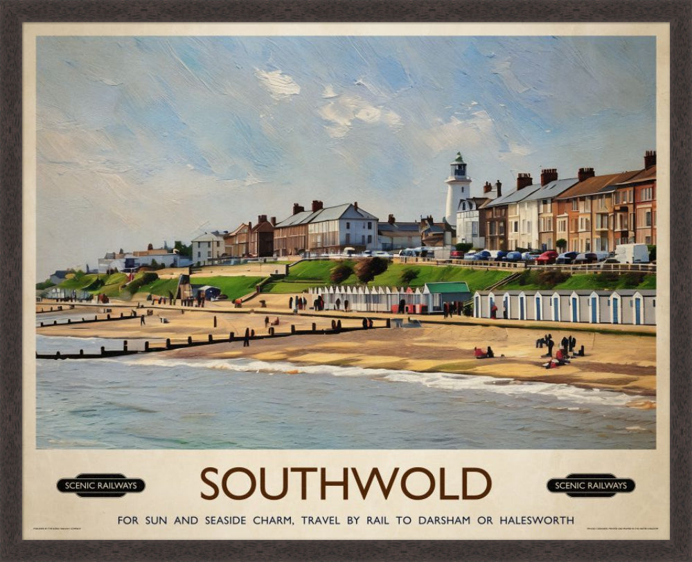 Vintage travel poster- Southwold, East Suffolk - Scenic Railways
