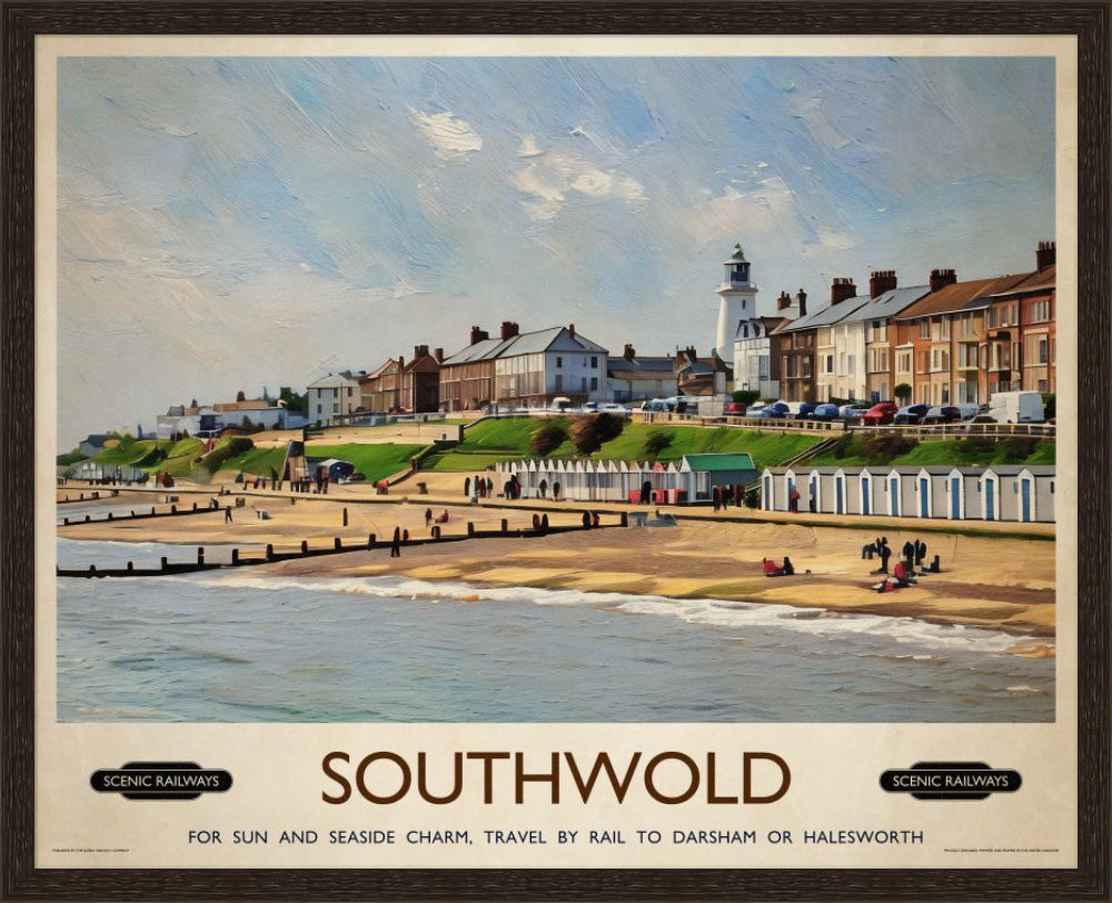 Vintage travel poster- Southwold, East Suffolk - Scenic Railways