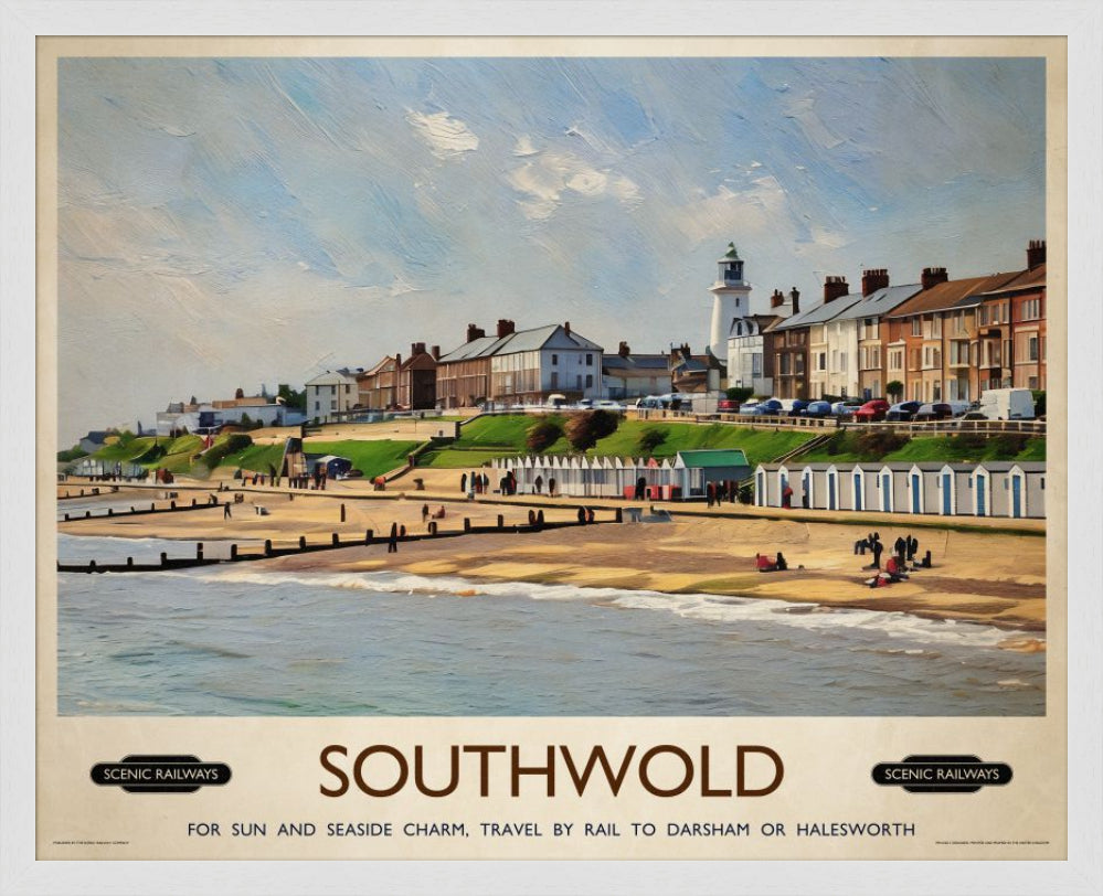 Vintage travel poster- Southwold, East Suffolk - Scenic Railways