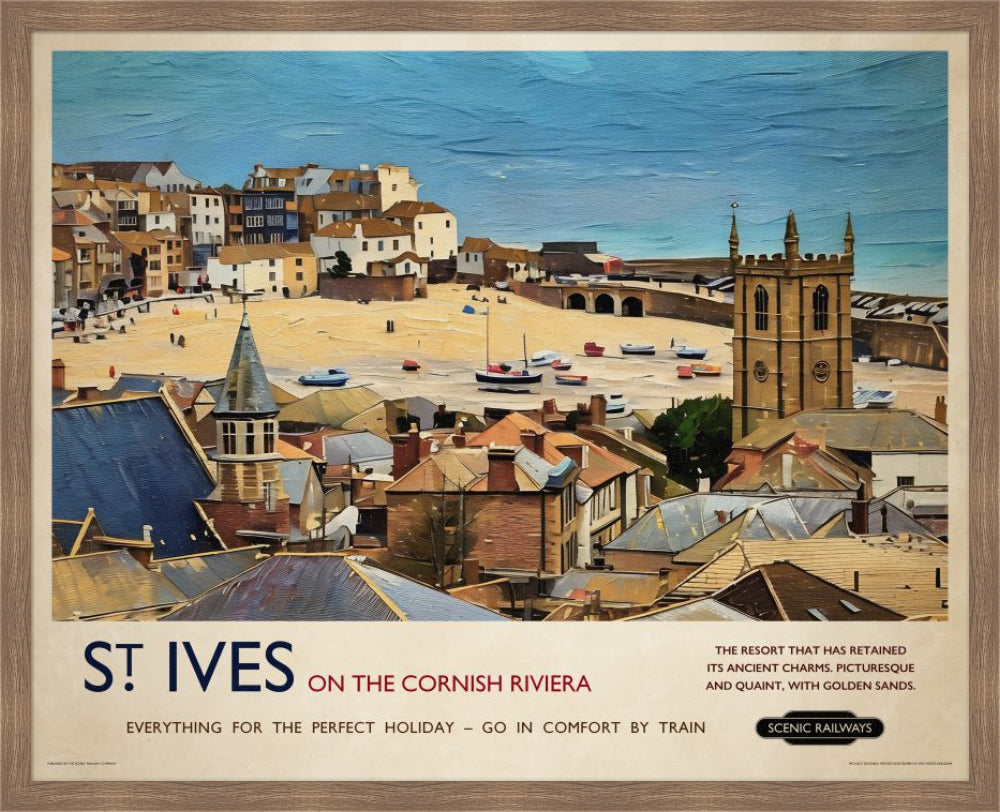 Vintage travel poster- St. Ives, Cornwall - Scenic Railways