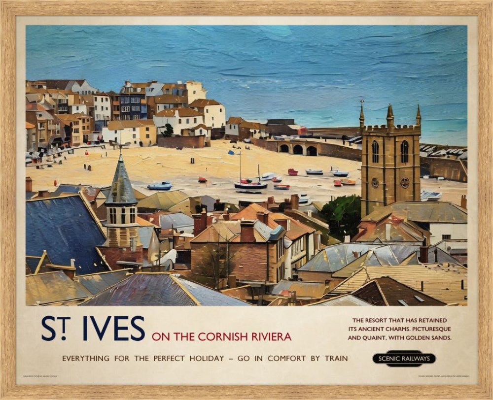 Vintage travel poster- St. Ives, Cornwall - Scenic Railways