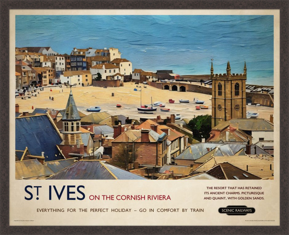 Vintage travel poster- St. Ives, Cornwall - Scenic Railways