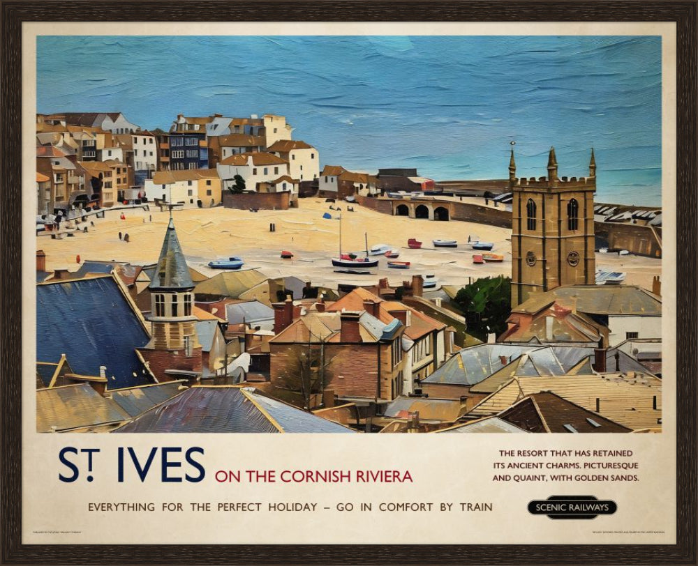 Vintage travel poster- St. Ives, Cornwall - Scenic Railways