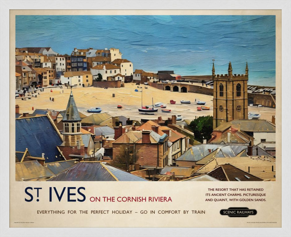 Vintage travel poster- St. Ives, Cornwall - Scenic Railways