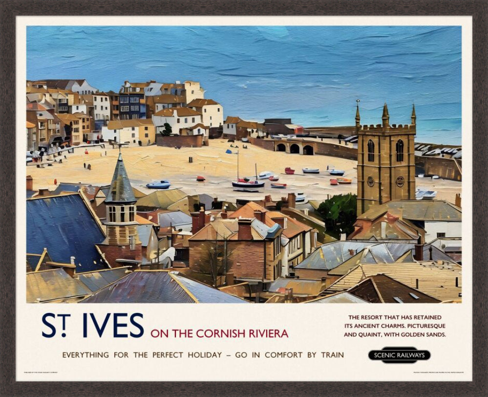 Vintage travel poster- St. Ives, Cornwall - Scenic Railways