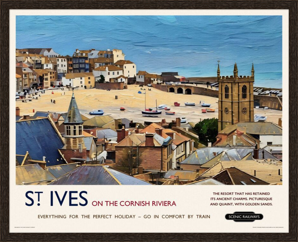 Vintage travel poster- St. Ives, Cornwall - Scenic Railways