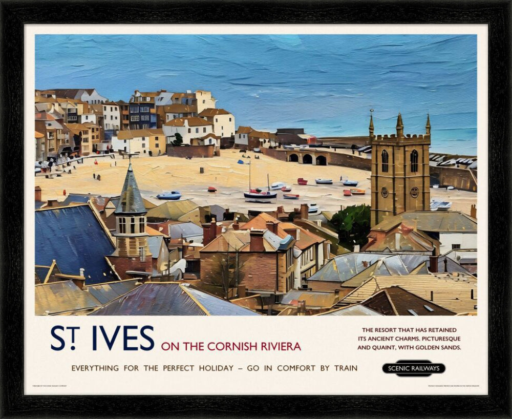 Vintage travel poster- St. Ives, Cornwall - Scenic Railways