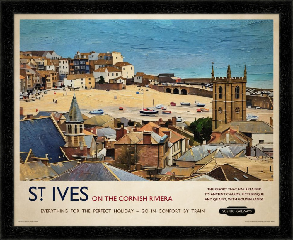 Vintage travel poster- St. Ives, Cornwall - Scenic Railways