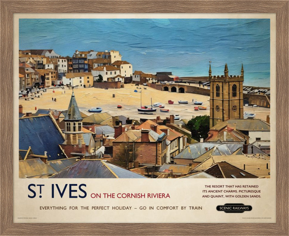 Vintage travel poster- St. Ives, Cornwall - Scenic Railways