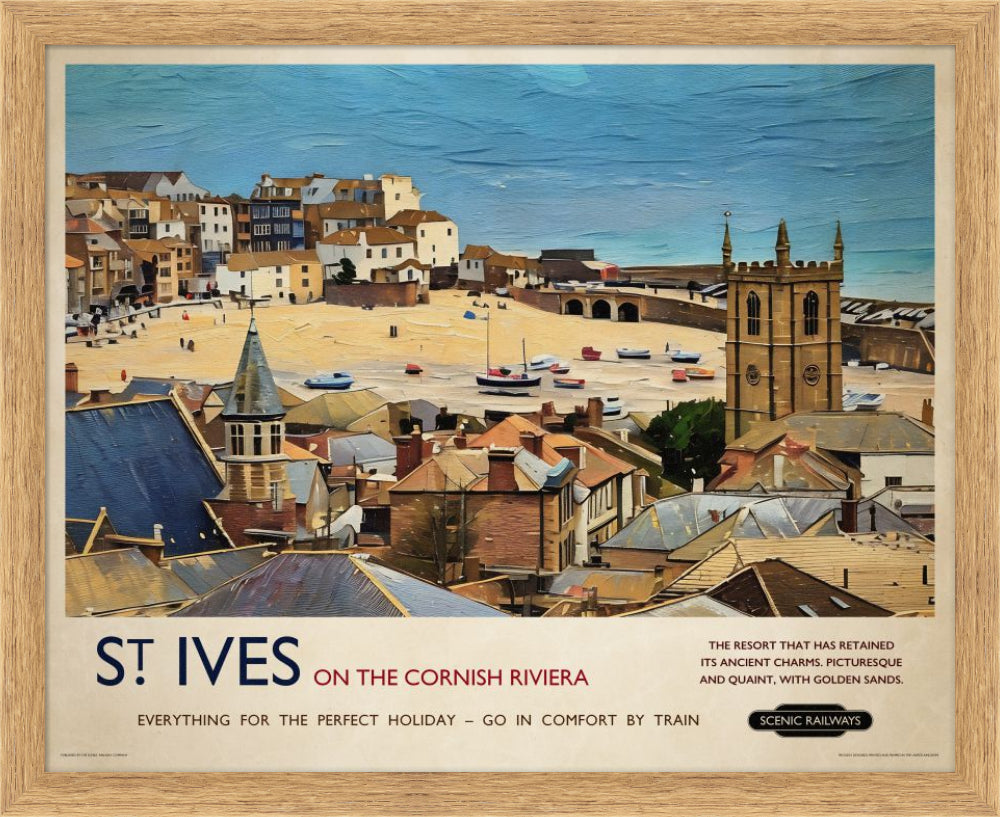 Vintage travel poster- St. Ives, Cornwall - Scenic Railways
