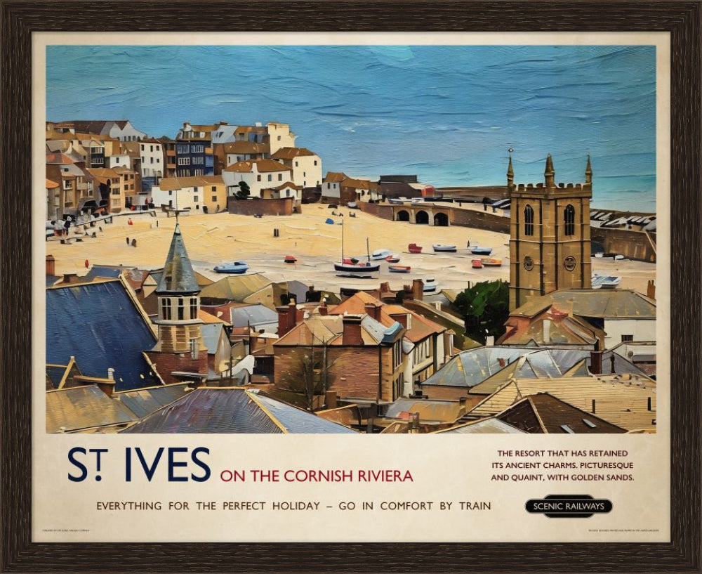 Vintage travel poster- St. Ives, Cornwall - Scenic Railways