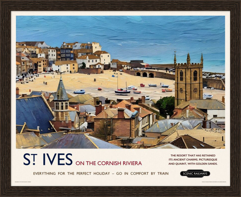 Vintage travel poster- St. Ives, Cornwall - Scenic Railways