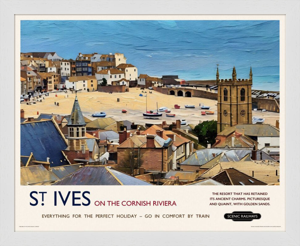 Vintage travel poster- St. Ives, Cornwall - Scenic Railways