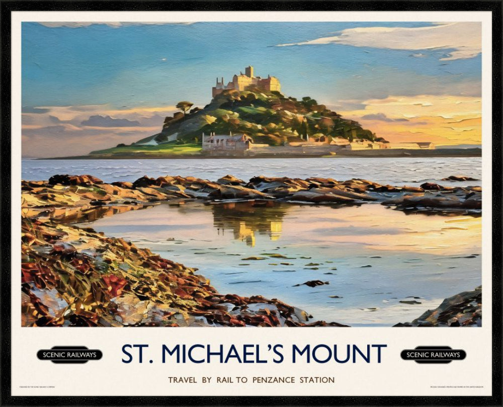 Vintage travel poster- St. Michael's Mount, Cornwall - Scenic Railways
