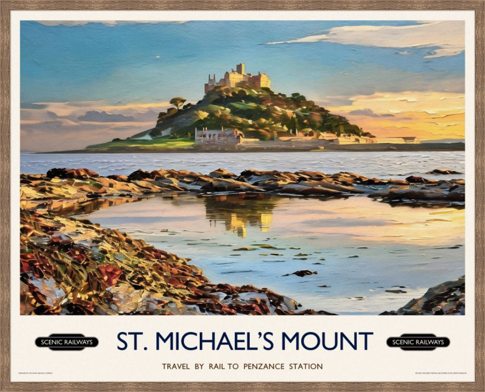 Vintage travel poster- St. Michael's Mount, Cornwall - Scenic Railways