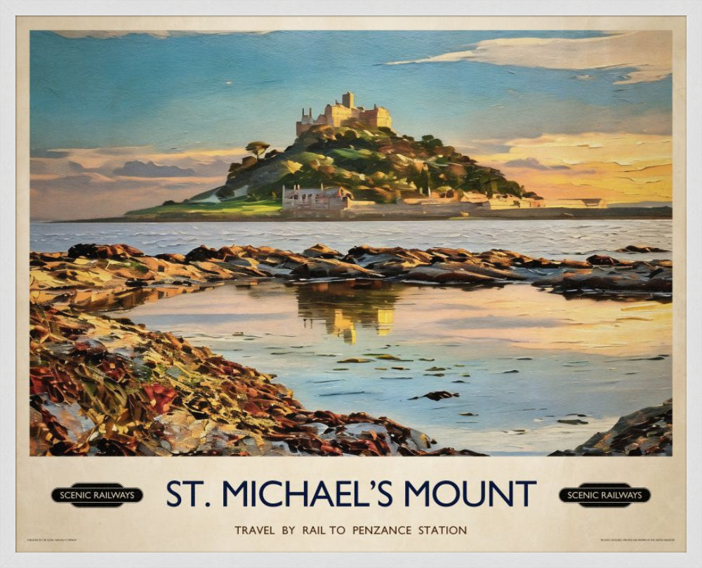 Vintage travel poster- St. Michael's Mount, Cornwall - Scenic Railways
