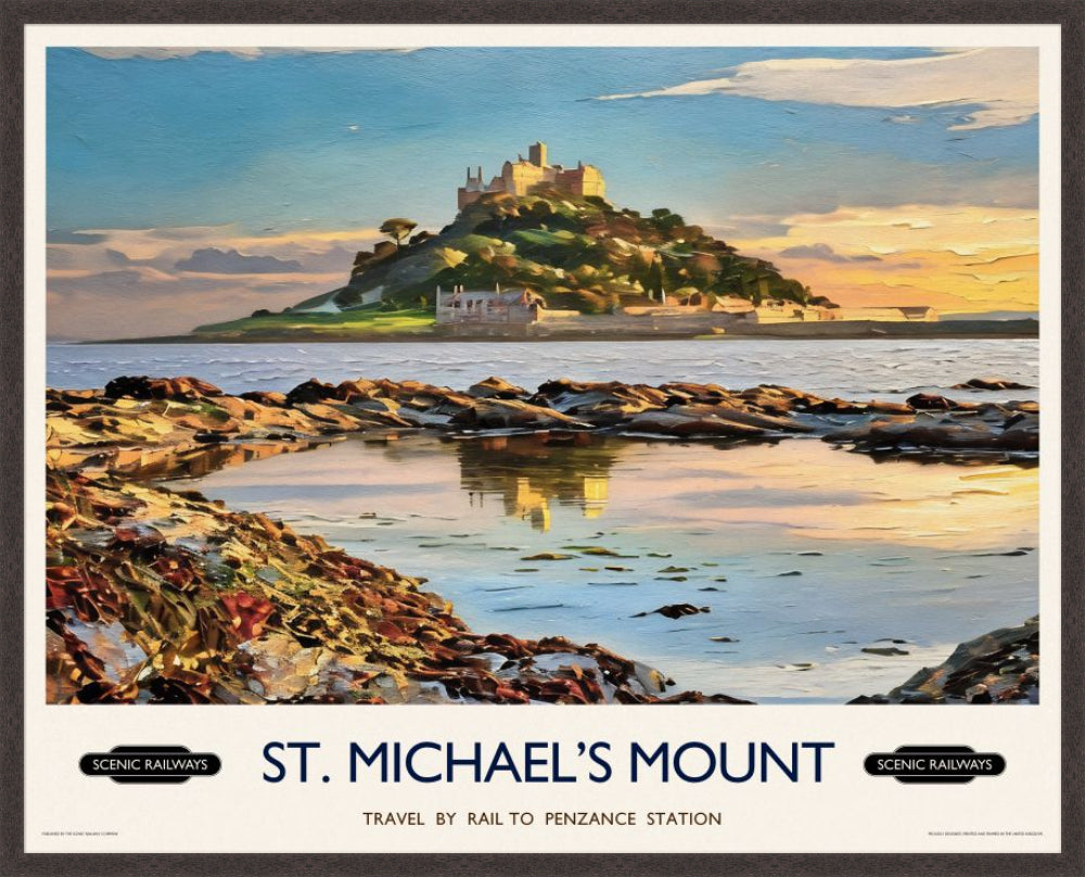 Vintage travel poster- St. Michael's Mount, Cornwall - Scenic Railways