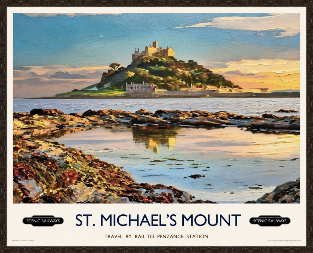 Vintage travel poster- St. Michael's Mount, Cornwall - Scenic Railways