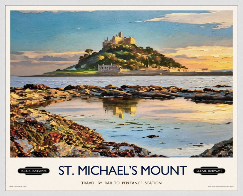 Vintage travel poster- St. Michael's Mount, Cornwall - Scenic Railways