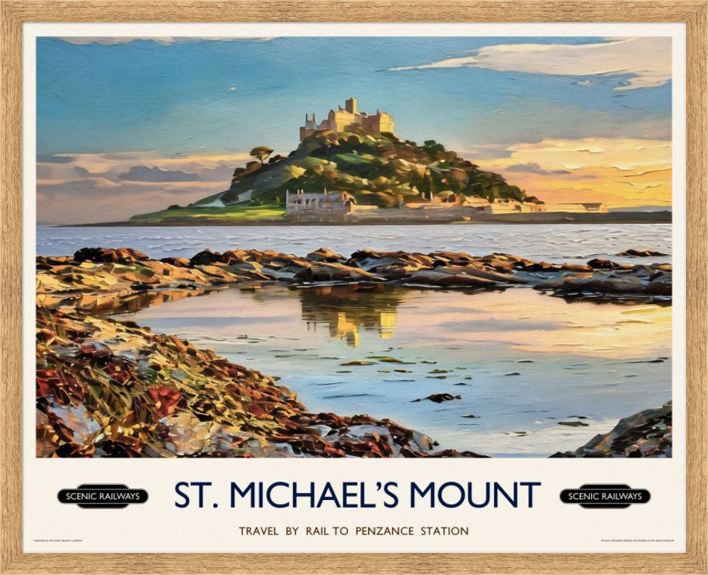 Vintage travel poster- St. Michael's Mount, Cornwall - Scenic Railways