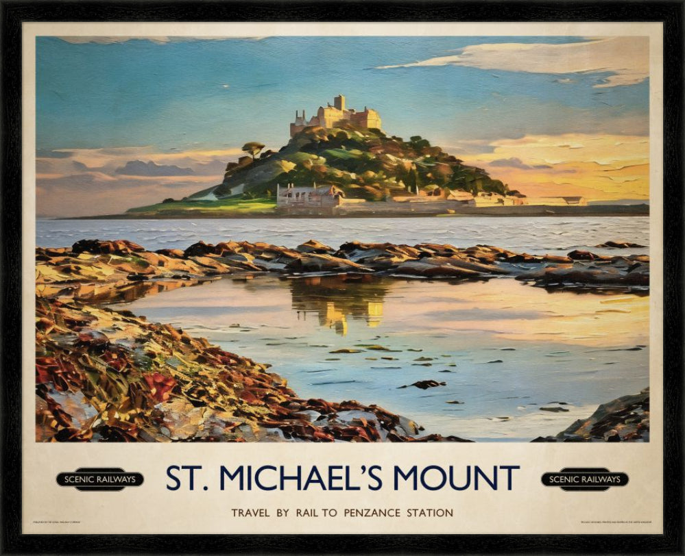 Vintage travel poster- St. Michael's Mount, Cornwall - Scenic Railways