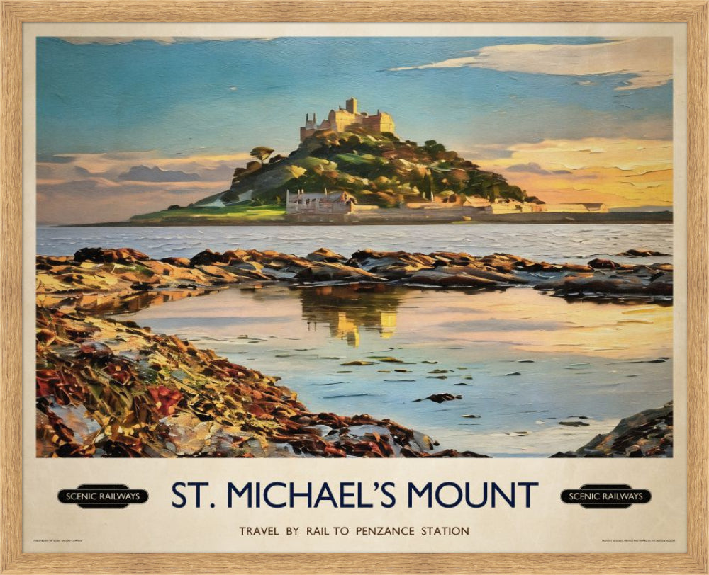 Vintage travel poster- St. Michael's Mount, Cornwall - Scenic Railways
