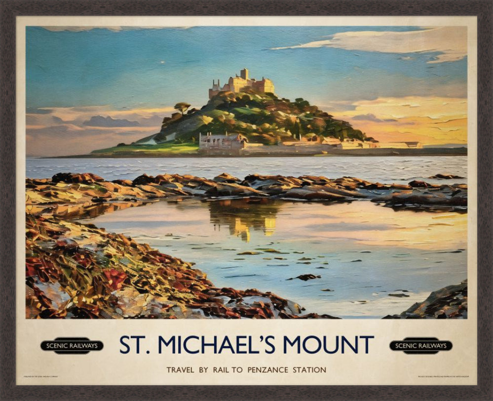 Vintage travel poster- St. Michael's Mount, Cornwall - Scenic Railways