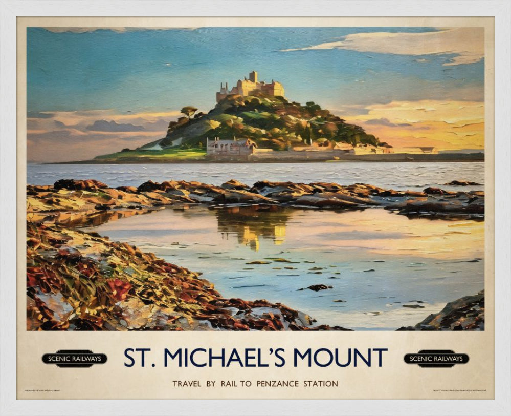 Vintage travel poster- St. Michael's Mount, Cornwall - Scenic Railways