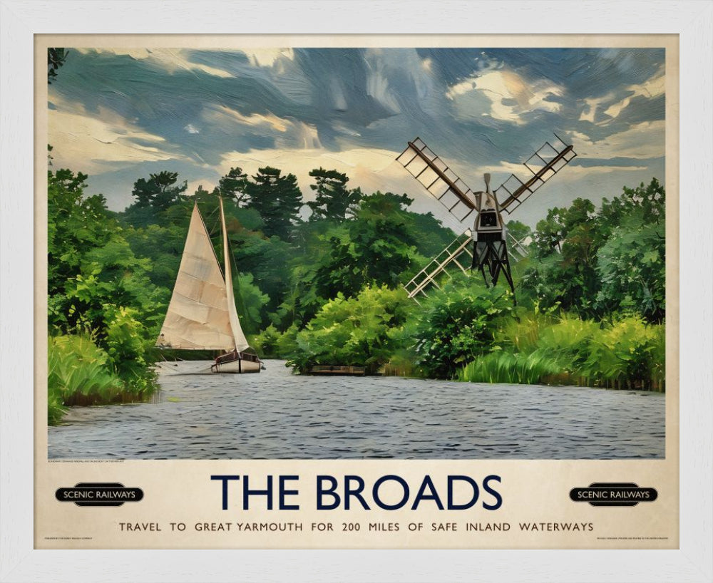 Vintage travel poster- The Broads, Norfolk - Scenic Railways