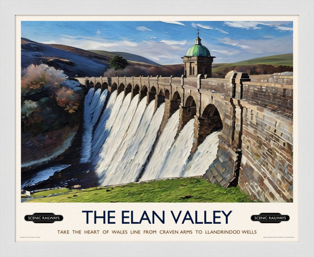 Vintage travel poster- The Elan Valley, Wales - Scenic Railways
