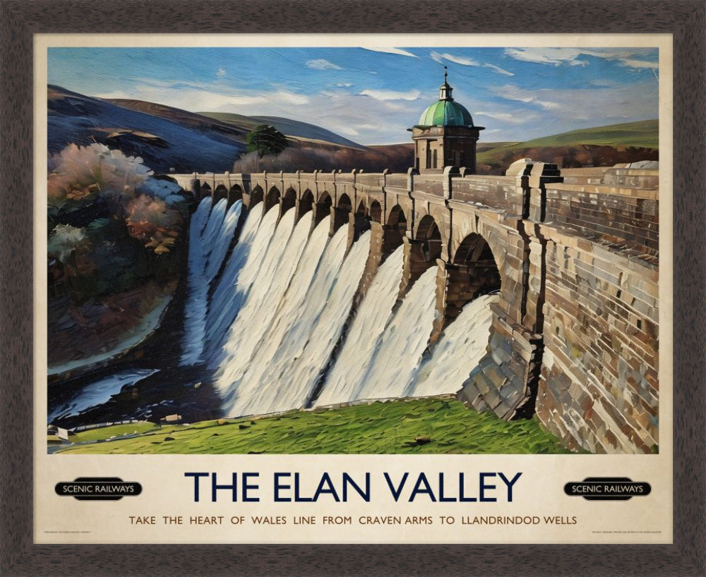 Vintage travel poster- The Elan Valley, Wales - Scenic Railways