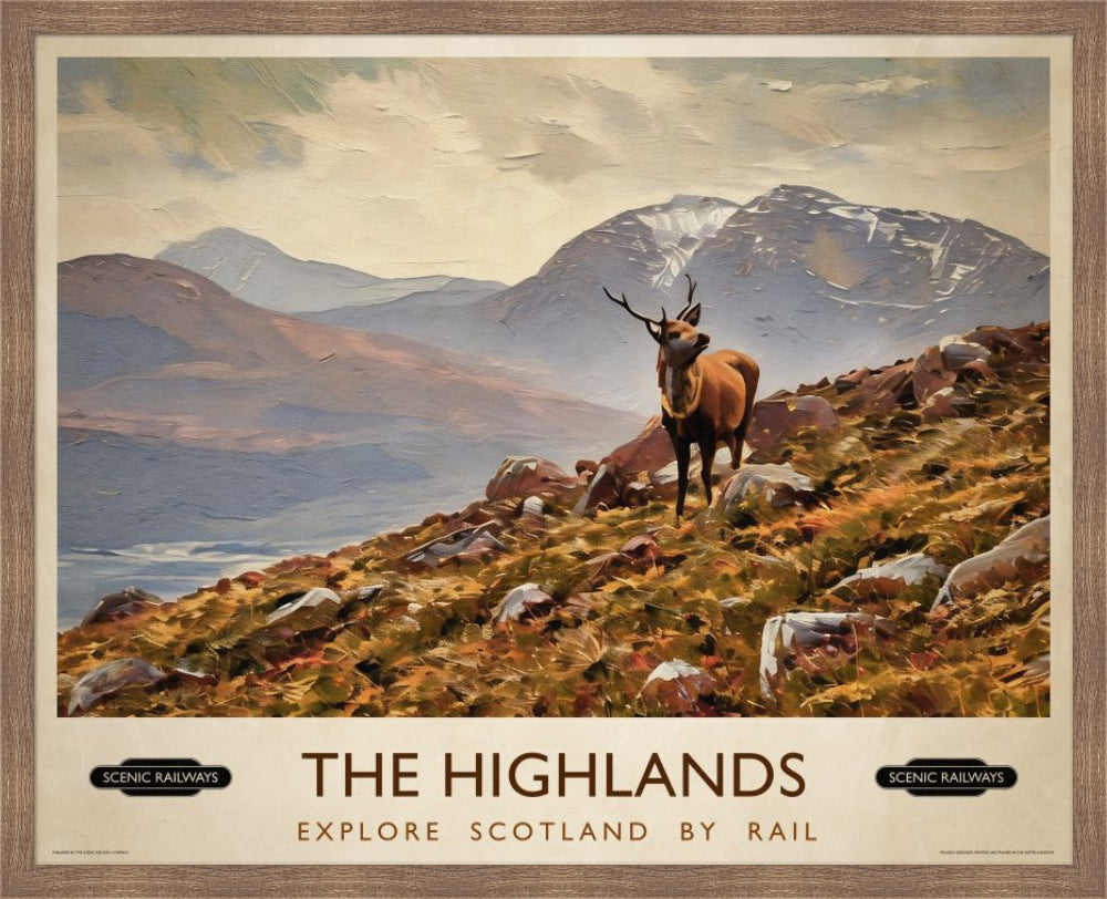 Vintage travel poster- The Highlands, Scotland - Scenic Railways