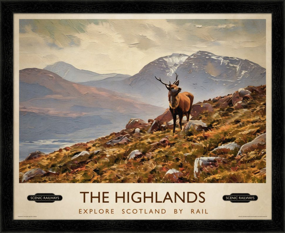 Vintage travel poster- The Highlands, Scotland - Scenic Railways