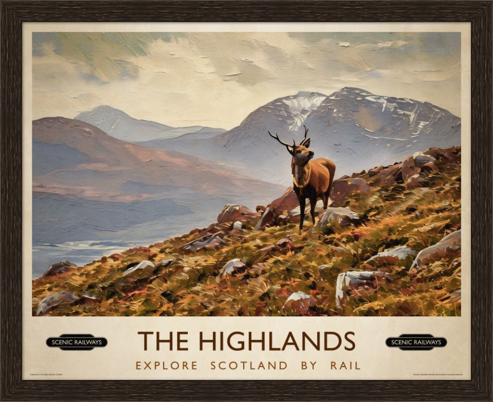 Vintage travel poster- The Highlands, Scotland - Scenic Railways