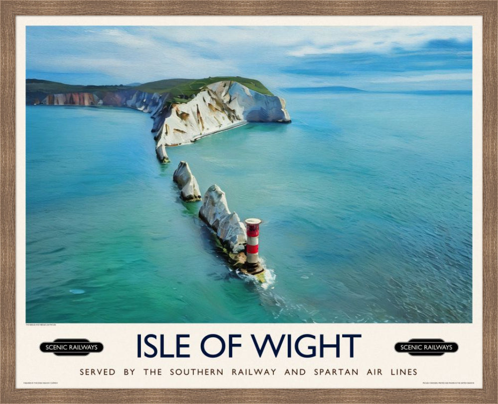 Vintage travel poster- Isle of Wight, The Needles - Scenic Railways
