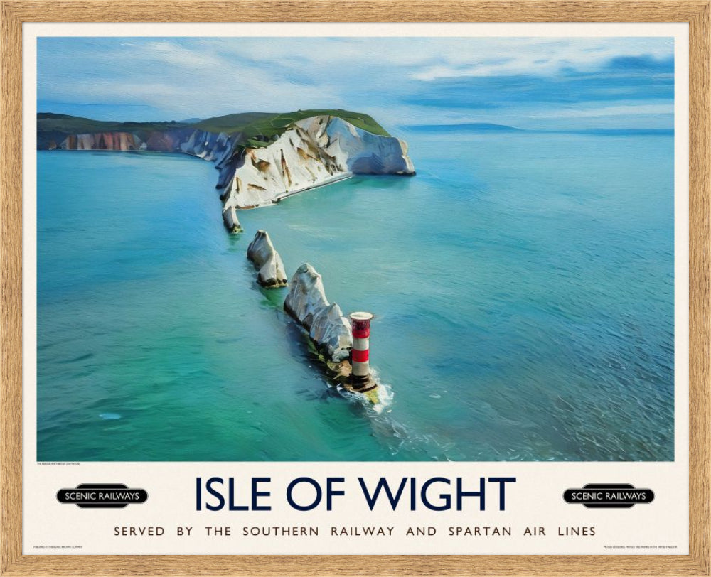 Vintage travel poster- Isle of Wight, The Needles - Scenic Railways