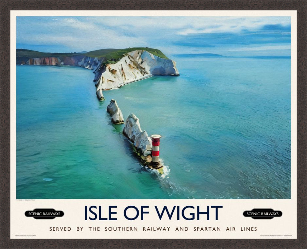 Vintage travel poster- Isle of Wight, The Needles - Scenic Railways