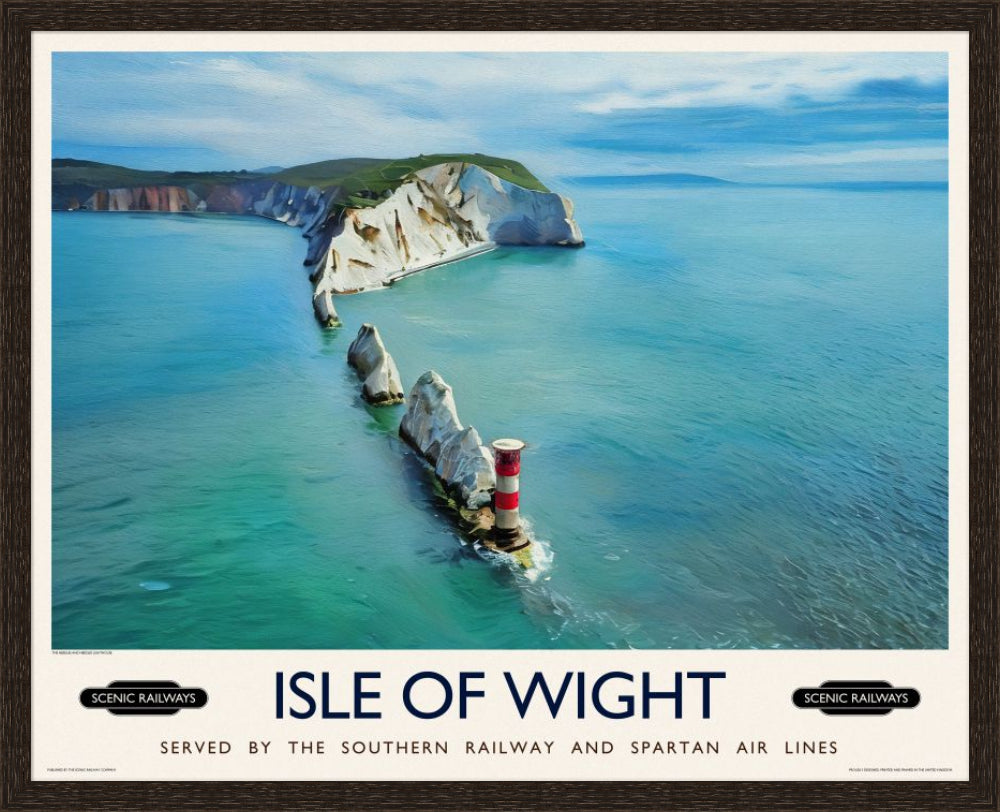 Vintage travel poster- Isle of Wight, The Needles - Scenic Railways
