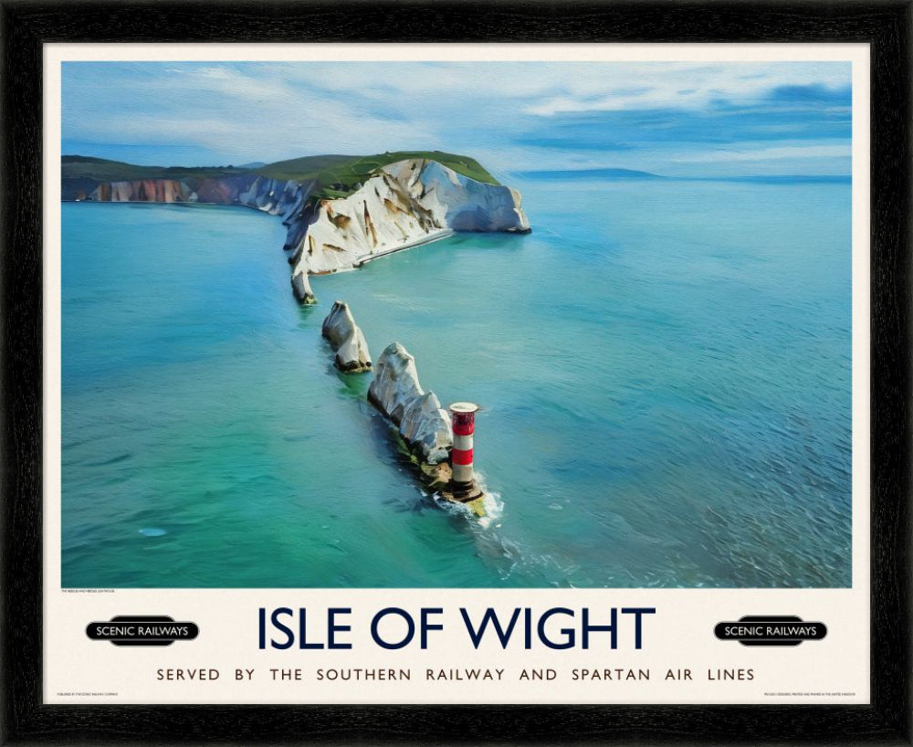 Vintage travel poster- Isle of Wight, The Needles - Scenic Railways
