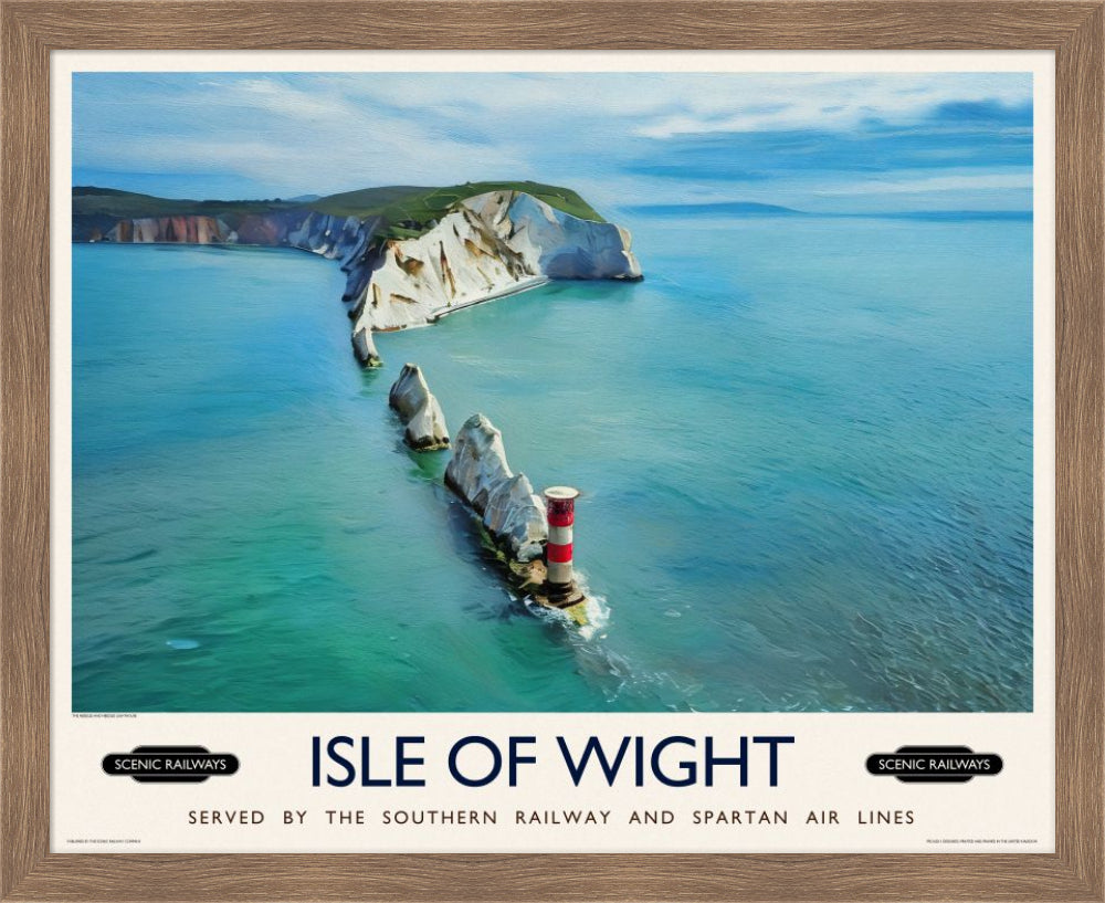 Vintage travel poster- Isle of Wight, The Needles - Scenic Railways