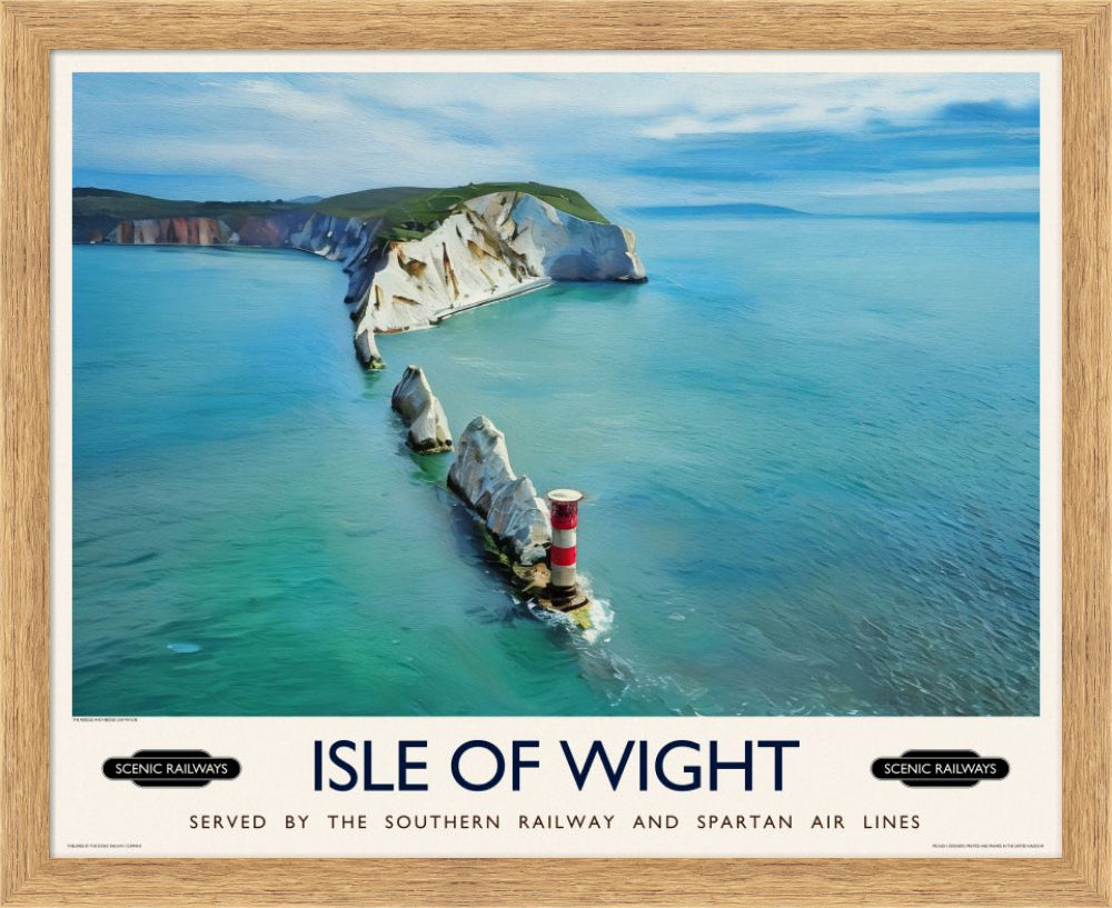 Vintage travel poster- Isle of Wight, The Needles - Scenic Railways