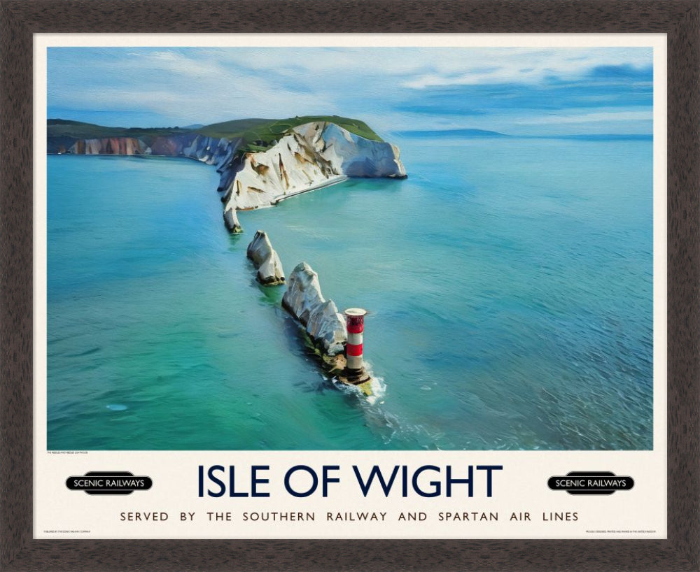 Vintage travel poster- Isle of Wight, The Needles - Scenic Railways