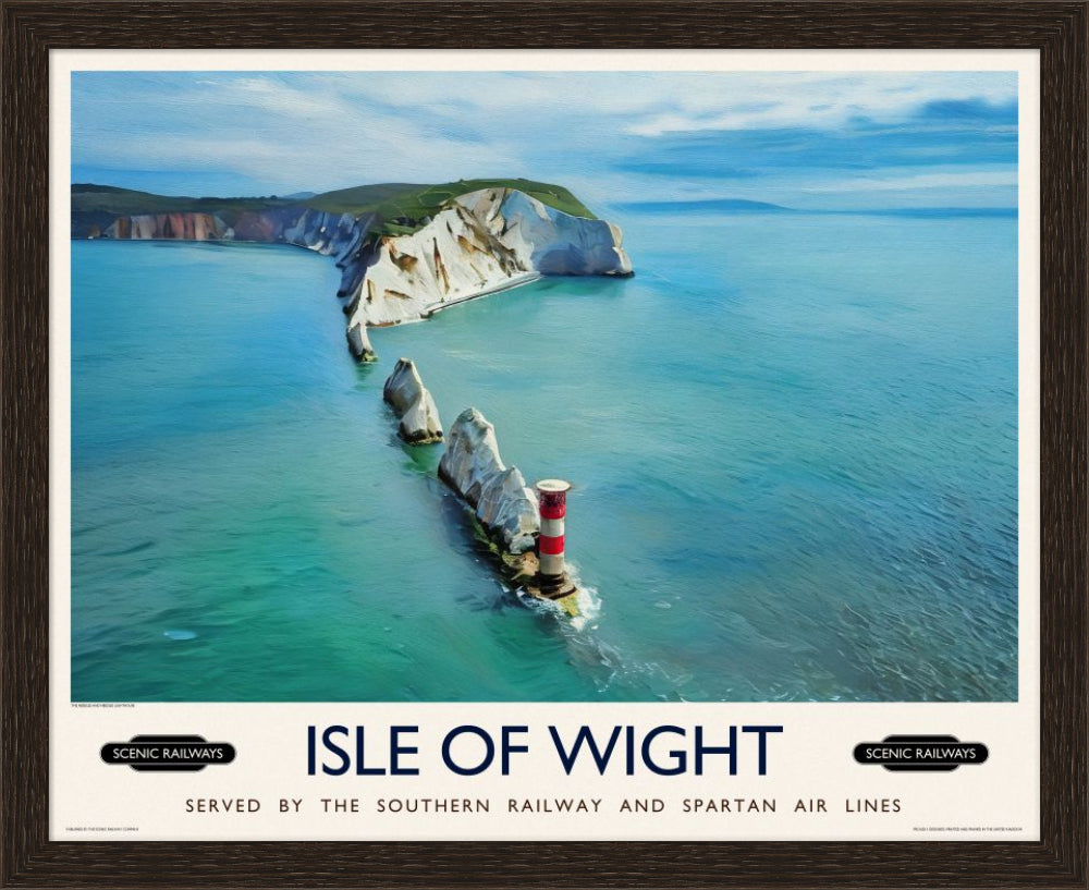 Vintage travel poster- Isle of Wight, The Needles - Scenic Railways