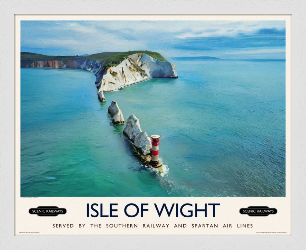 Vintage travel poster- Isle of Wight, The Needles - Scenic Railways