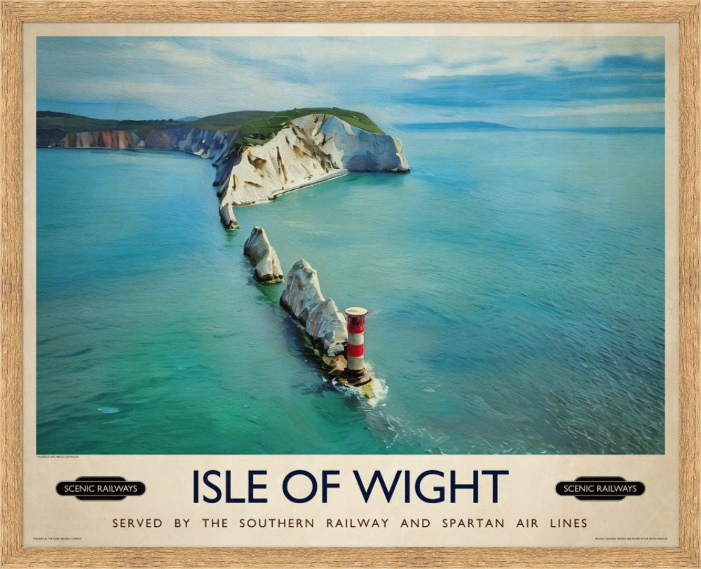 Vintage travel poster- Isle of Wight, The Needles - Scenic Railways