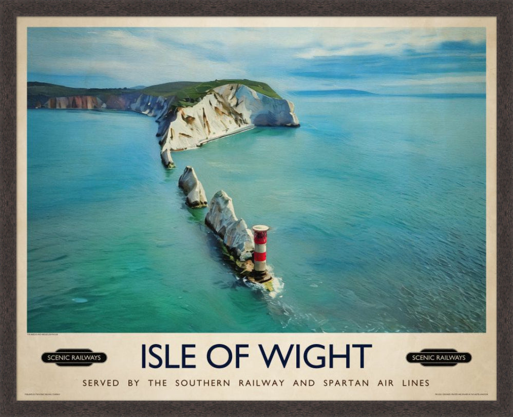 Vintage travel poster- Isle of Wight, The Needles - Scenic Railways
