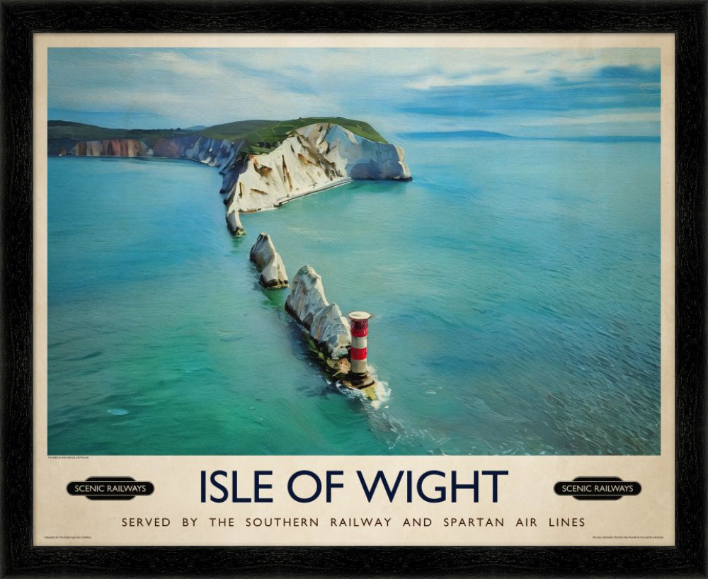 Vintage travel poster- Isle of Wight, The Needles - Scenic Railways