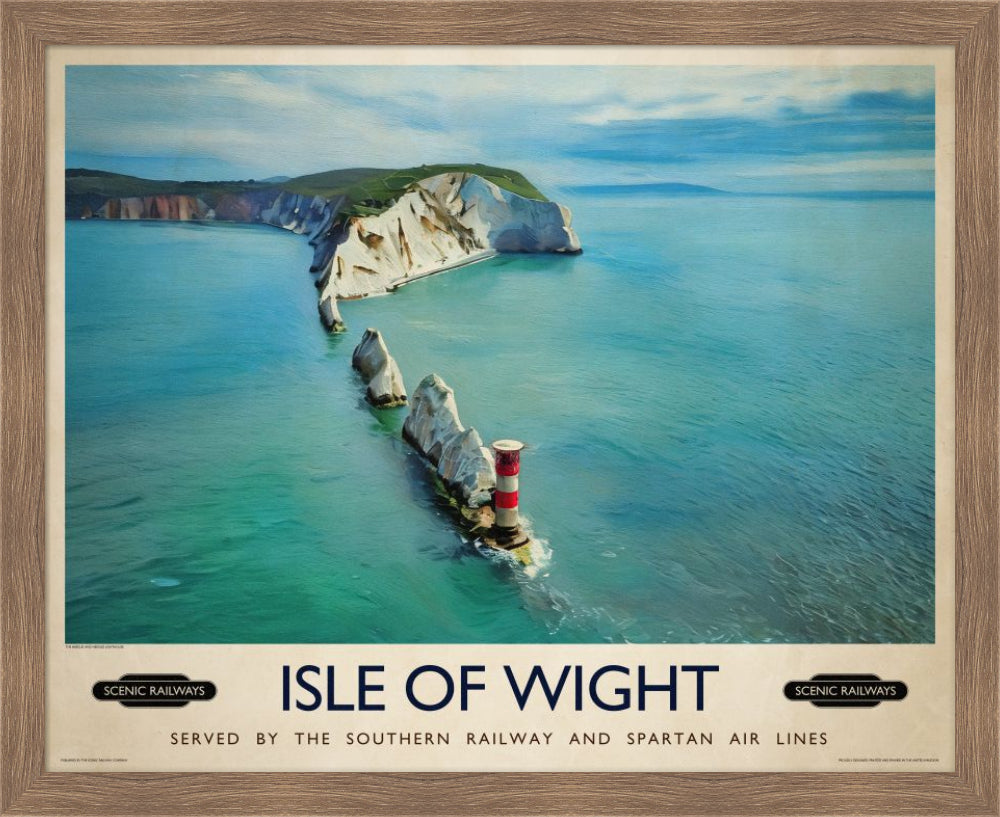 Vintage travel poster- Isle of Wight, The Needles - Scenic Railways